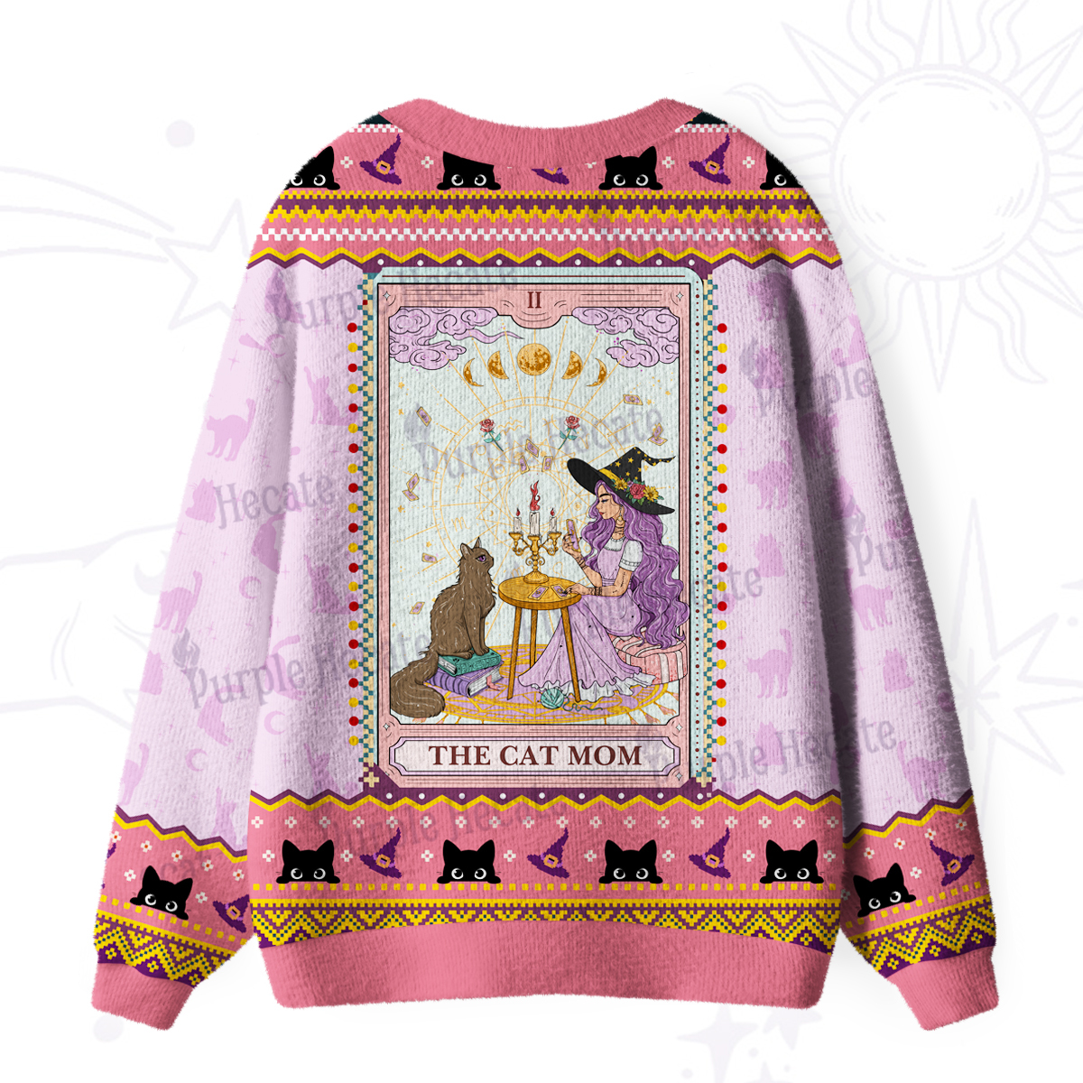 Purplehecate The Cat Witch Mom Tarot Ugly Cardigan Sweaters