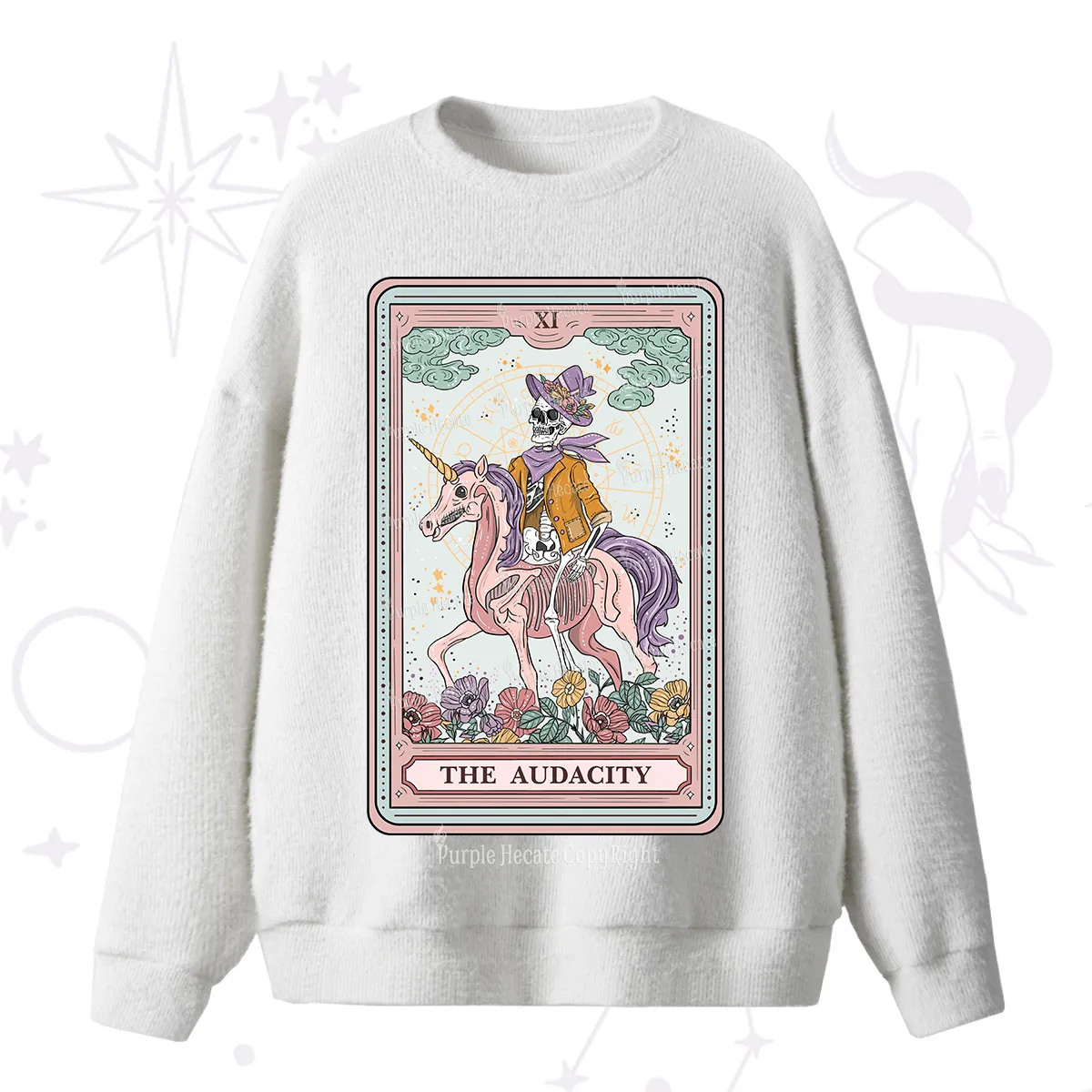 Purplehecate The Audacity Tarot Card Fuzzy Ugly Sweater