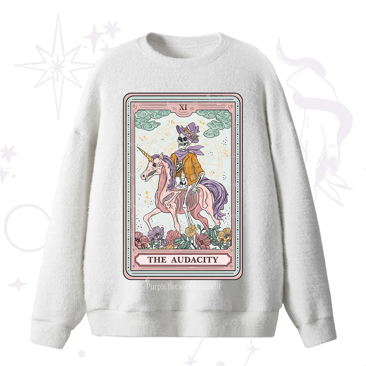Purplehecate The Audacity Tarot Card Fuzzy Ugly Sweater
