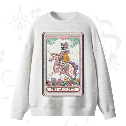 Purplehecate The Audacity Tarot Card Fuzzy Ugly Sweater