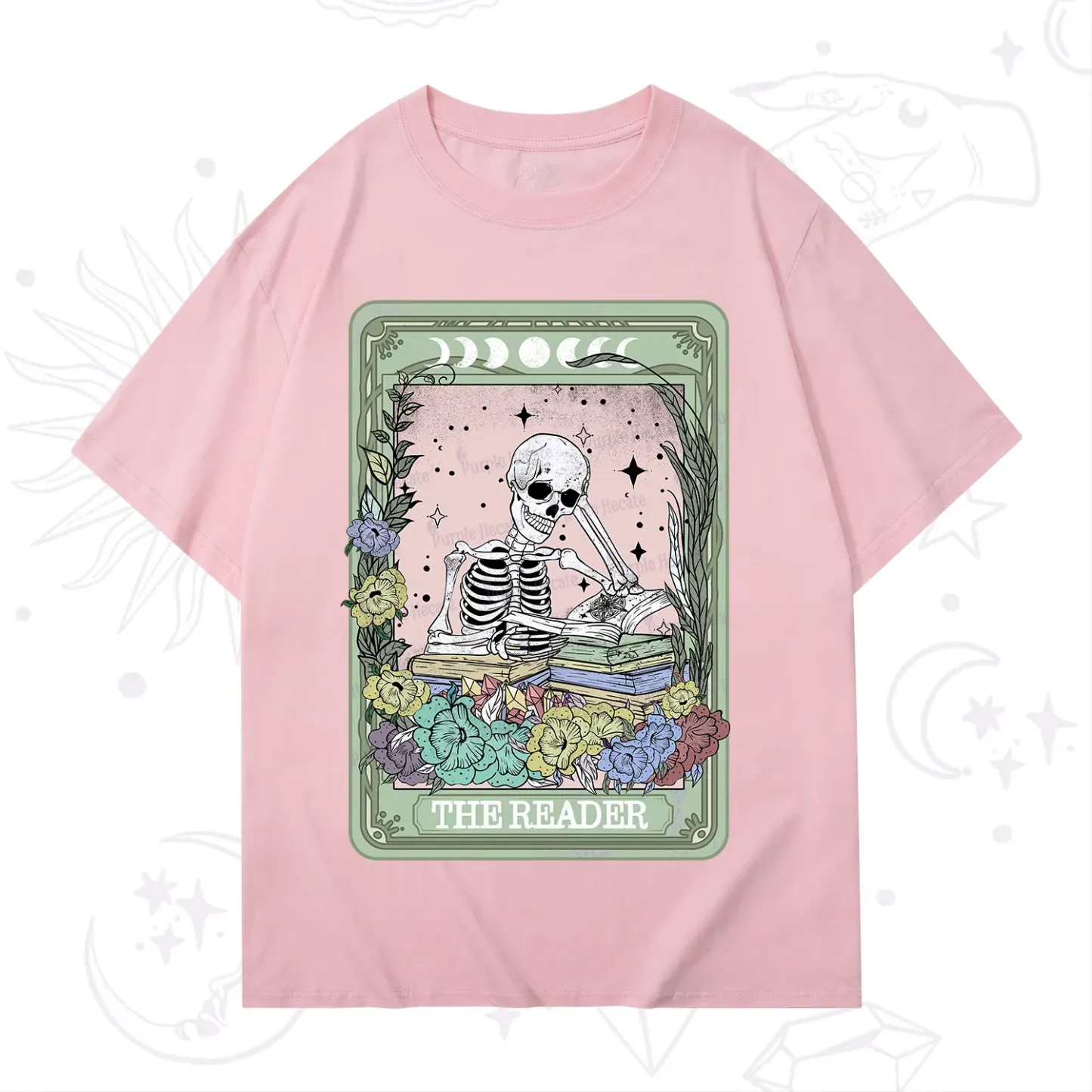 Purplehecate The Reader Bookworm Tarot Skeleton T-Shirt