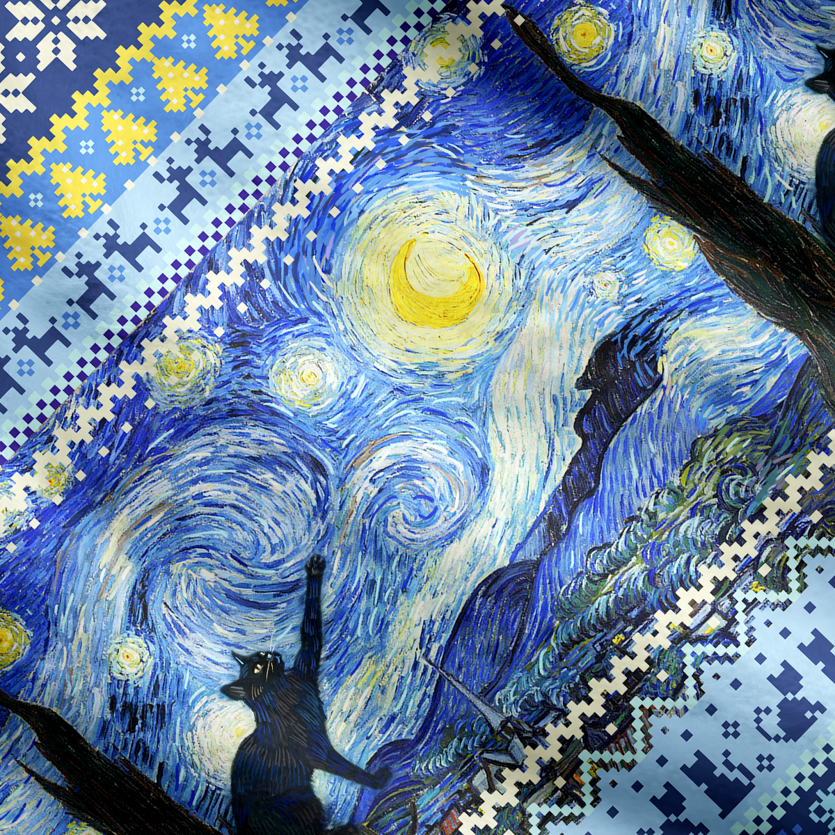 Purplehecate Witch Cat Under the Starry Night Cardigan Sweaters