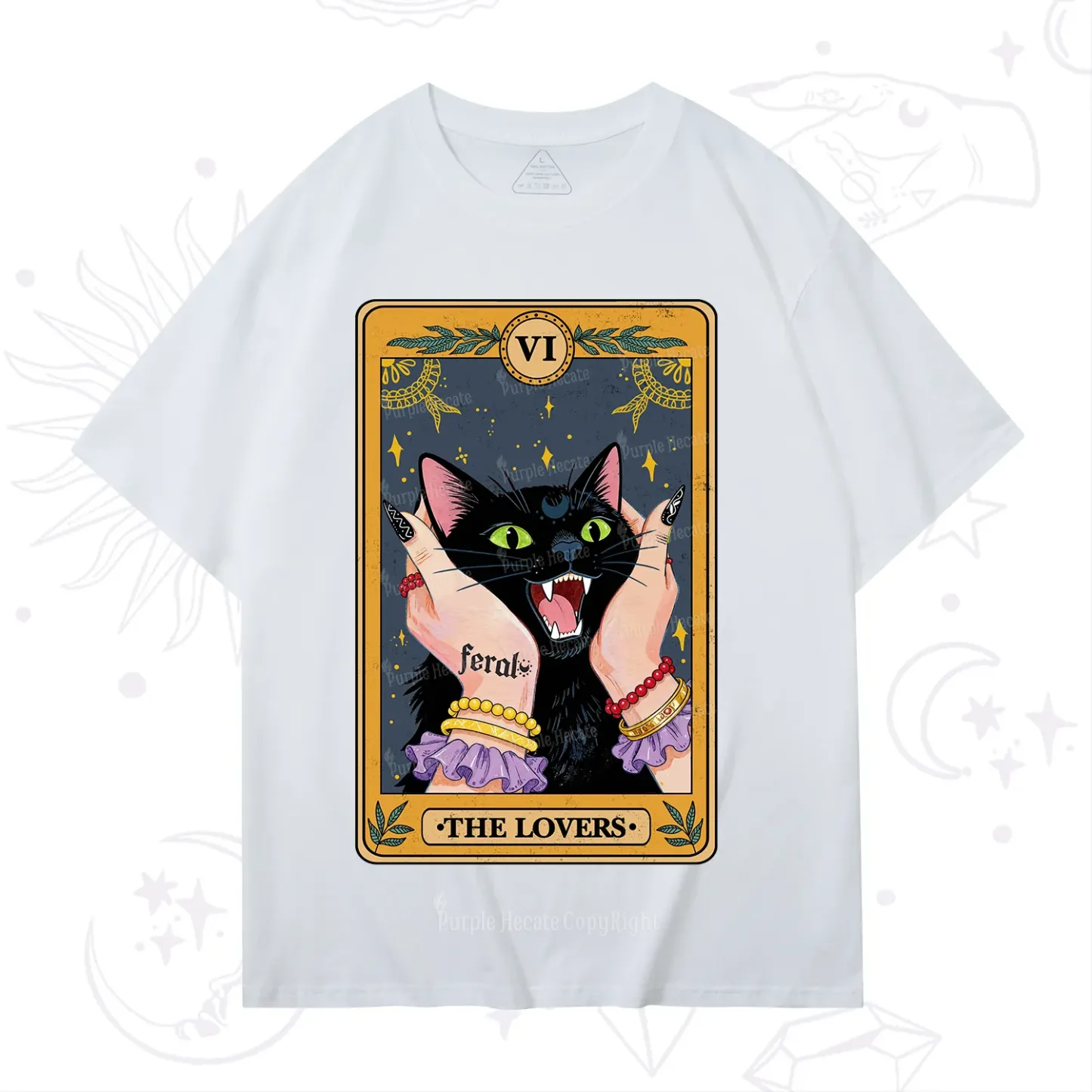 Purplehecate The Lovers Tarot Feral Cat T-Shirt