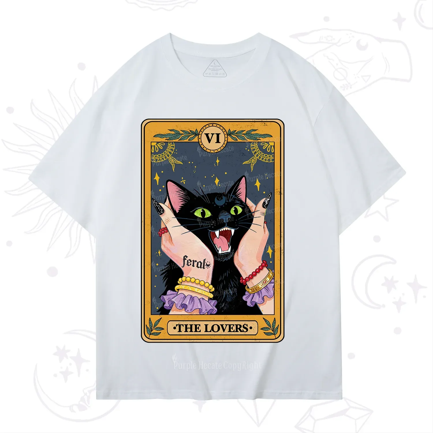 Purplehecate The Lovers Tarot Feral Cat T-Shirt