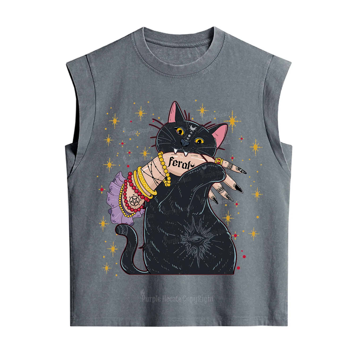 Purplehecate Feral Cat Vintage Washed Tank