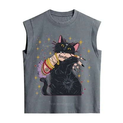 Purplehecate Feral Cat Vintage Washed Tank