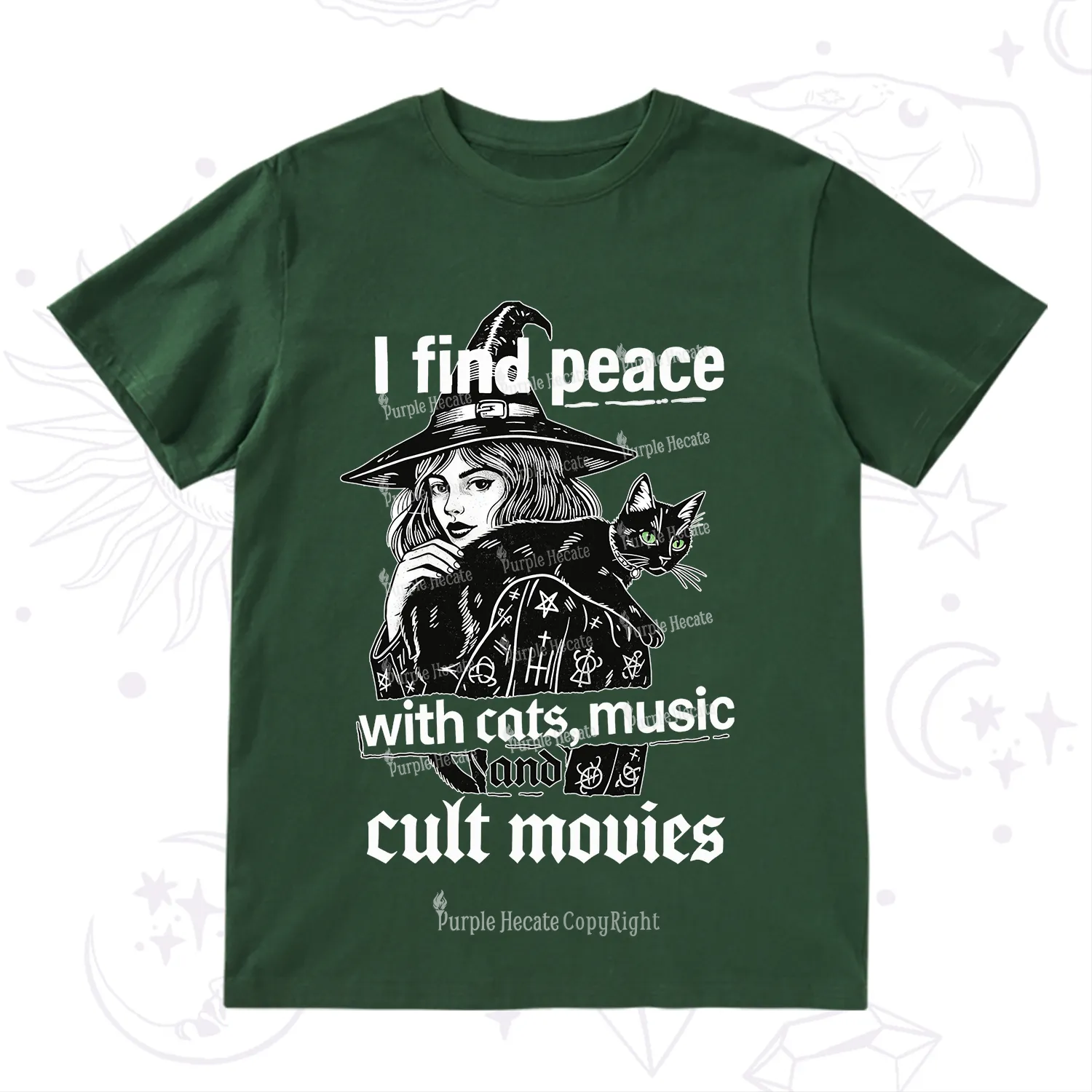 Purplehecate I Find Peace With Cats Music Cult Movies T-Shirt