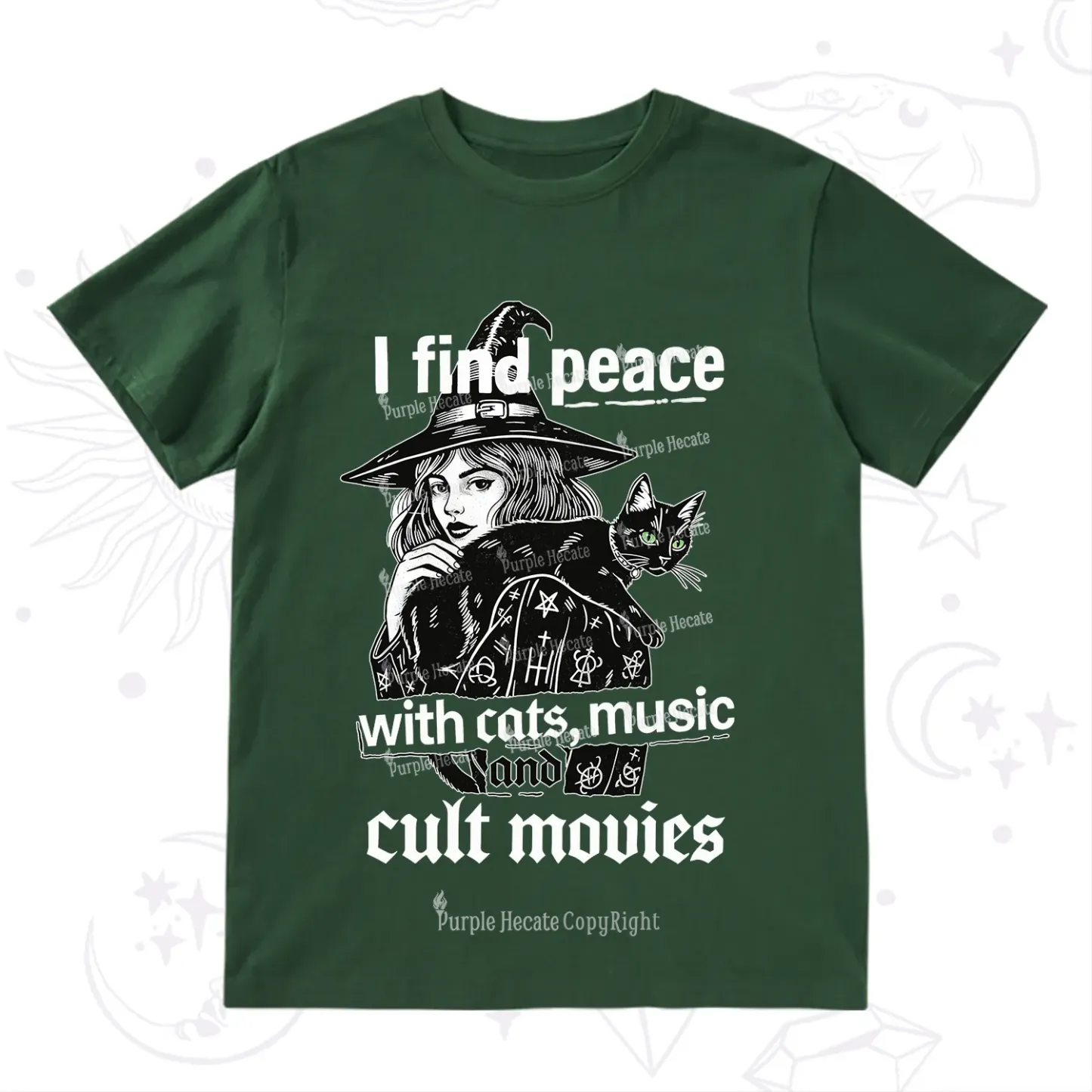 Purplehecate I Find Peace With Cats Music Cult Movies T-Shirt