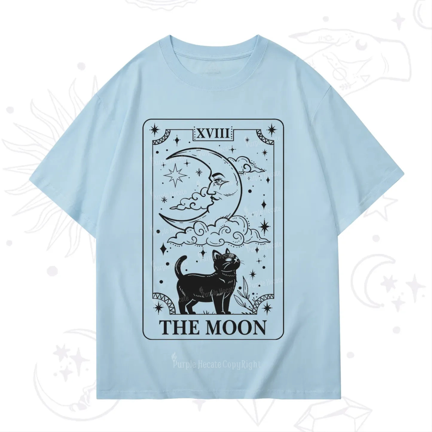 Purplehecate The Moon Tarot Card Cat T-Shirt