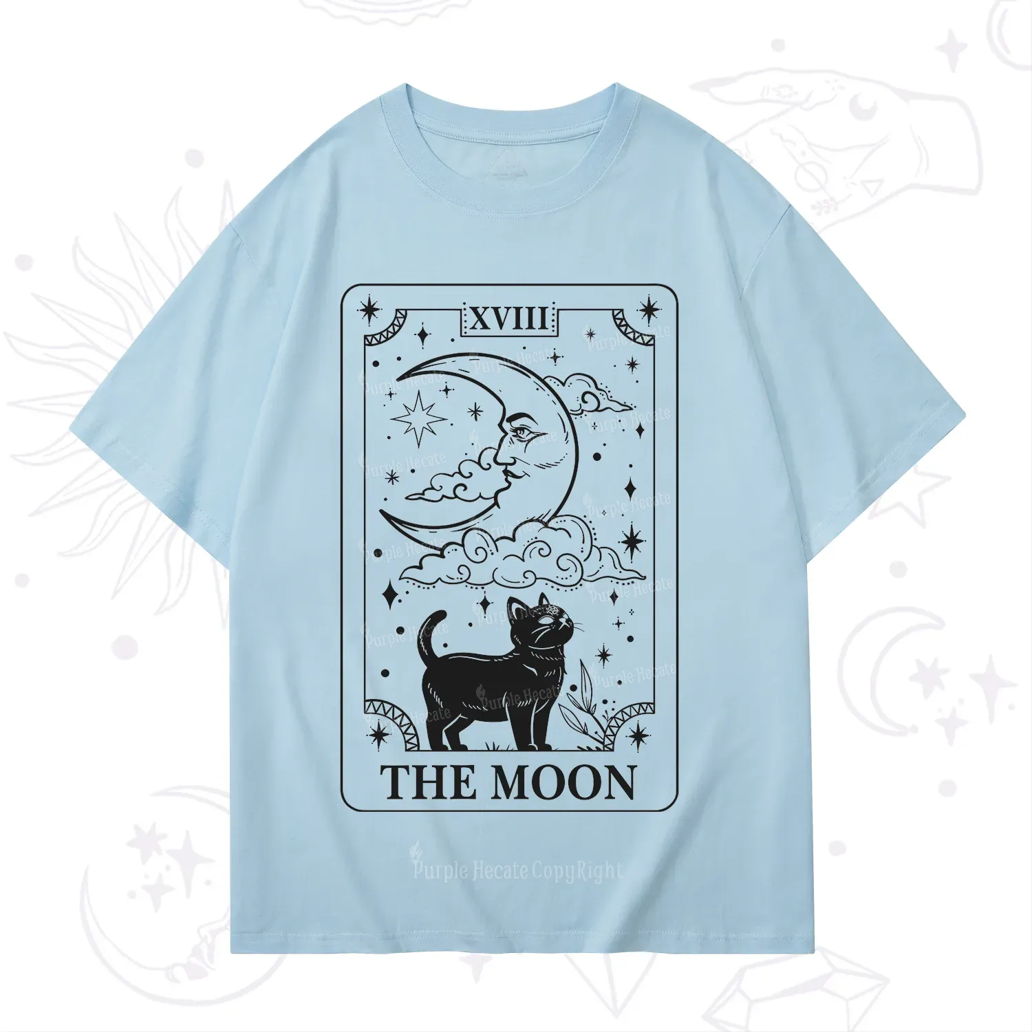 Purplehecate The Moon Tarot Card Cat T-Shirt