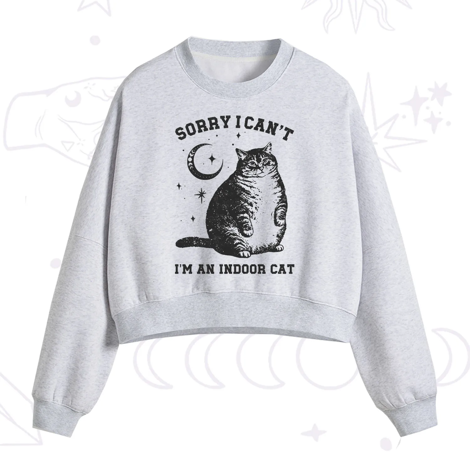 Purplehecate Sorry I Can't Go I'm an Indoor Cat Fleece Cropped Sweatshirt