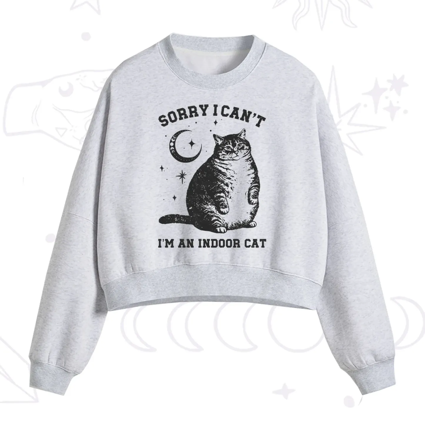 Purplehecate Sorry I Can't Go I'm an Indoor Cat Fleece Cropped Sweatshirt