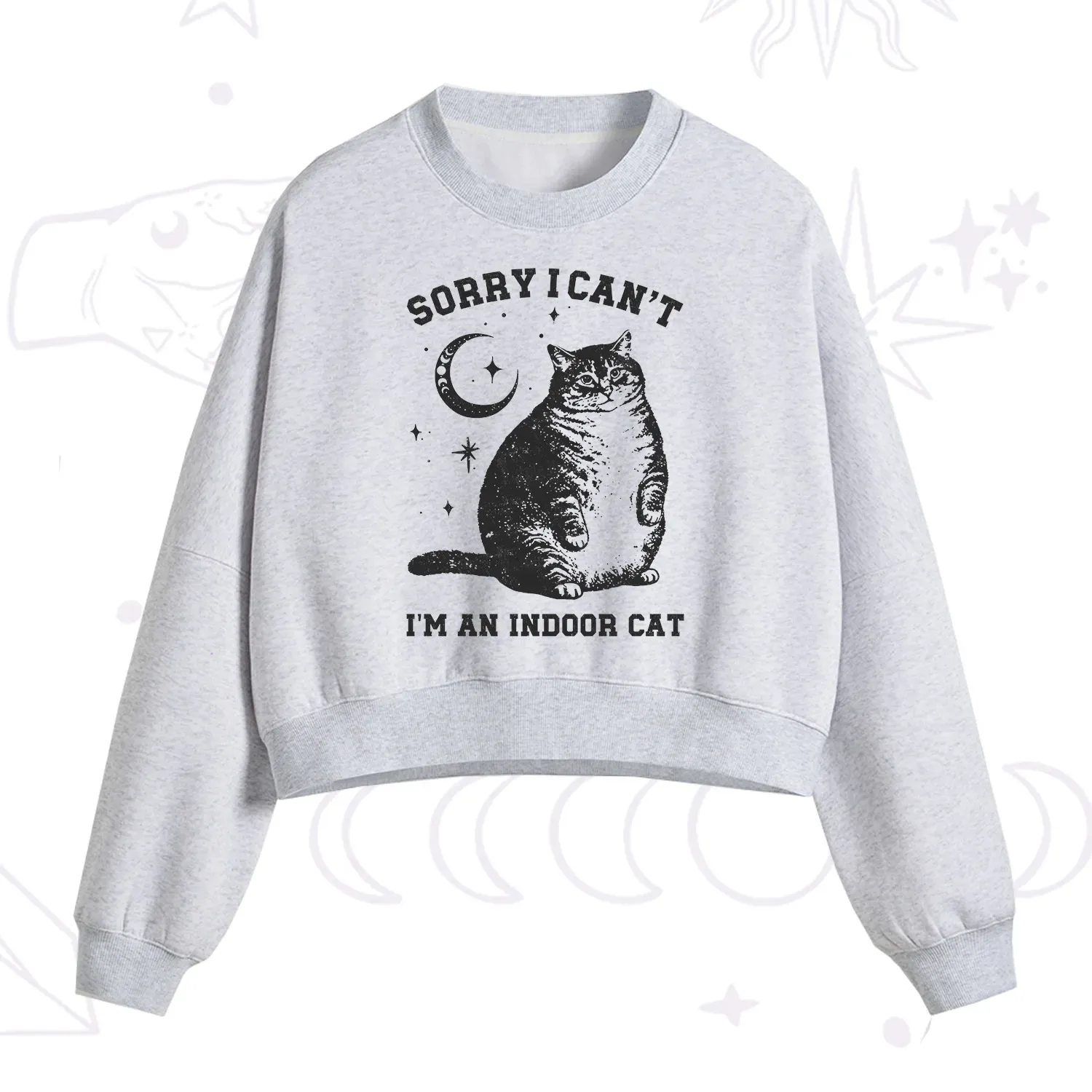 Purplehecate Sorry I Can't Go I'm an Indoor Cat Fleece Cropped Sweatshirt