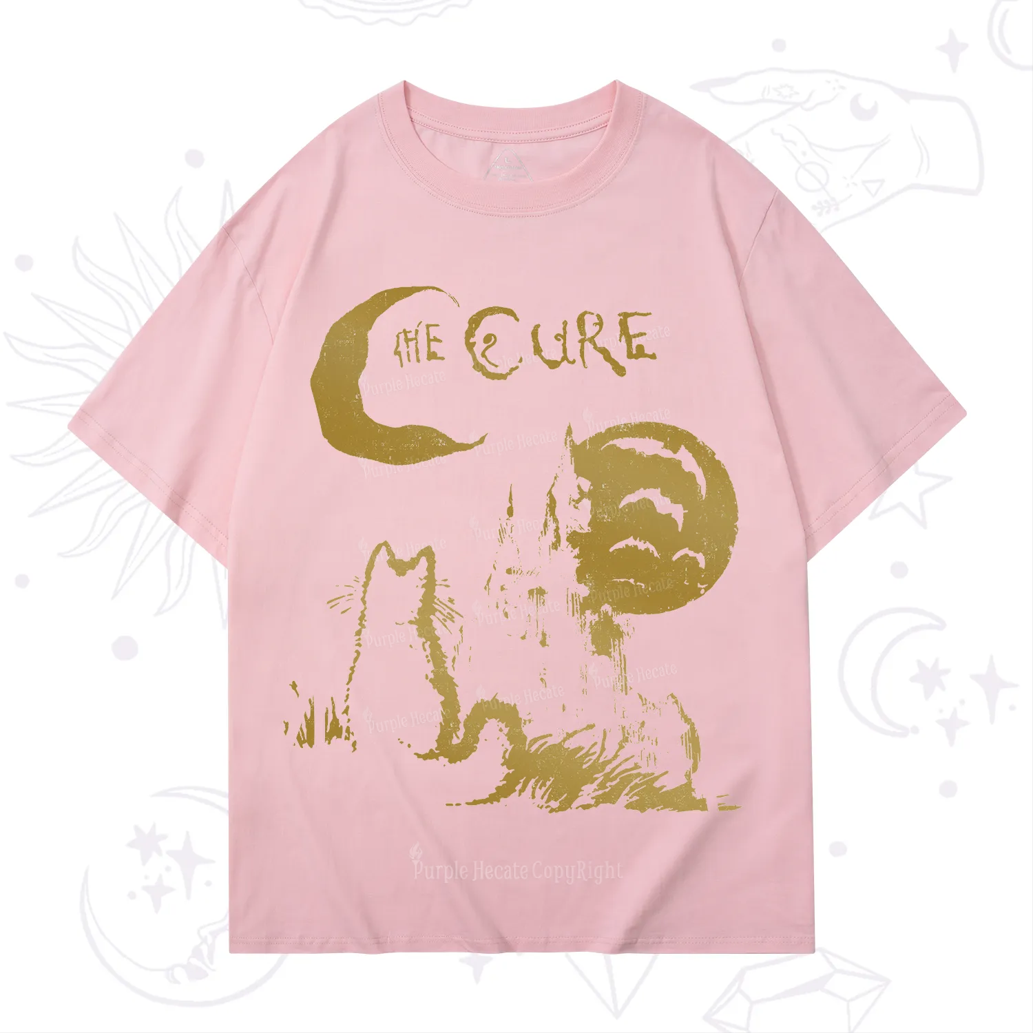 Purplehecate Goth Moon Cat Post-Punk T-Shirt