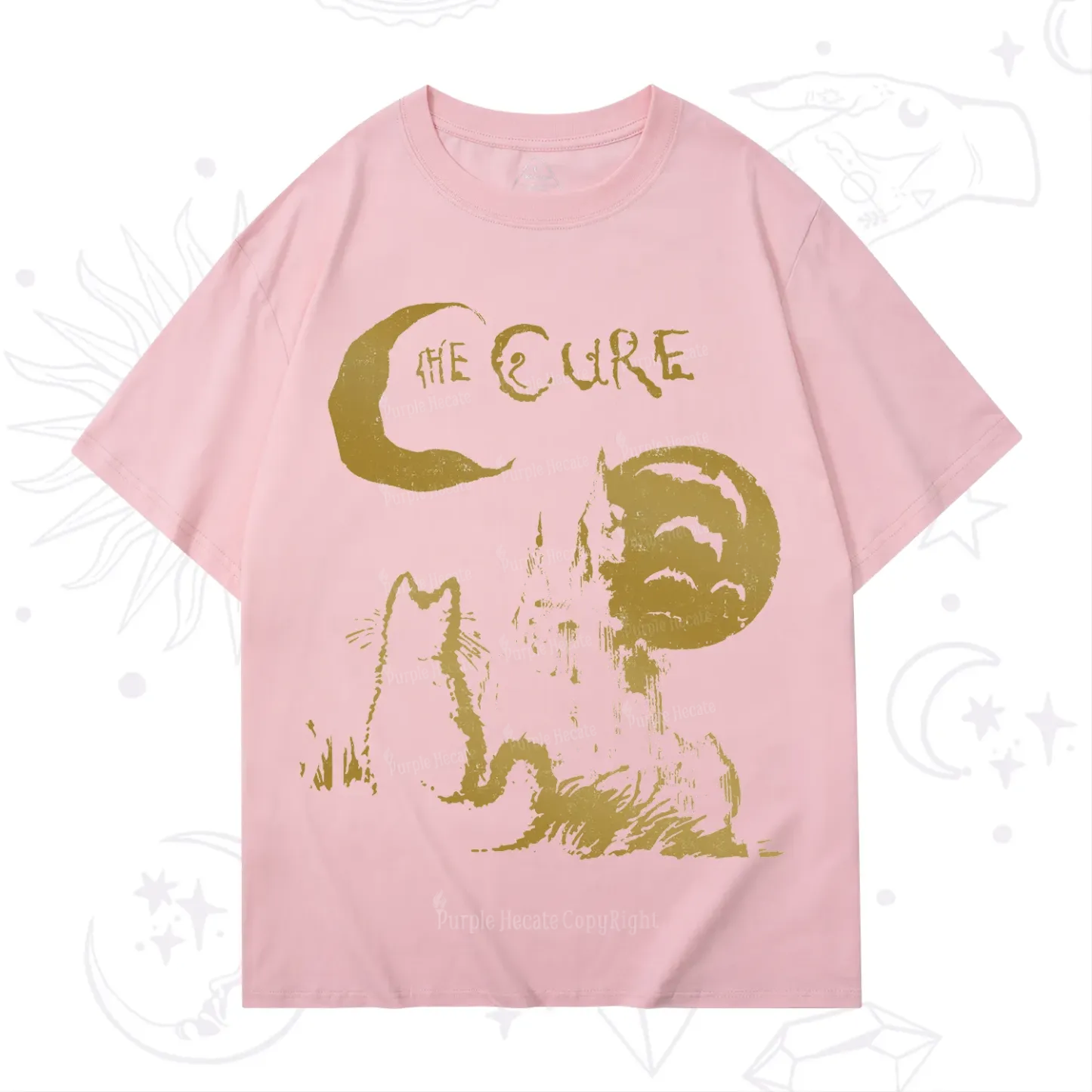 Purplehecate Goth Moon Cat Post-Punk T-Shirt