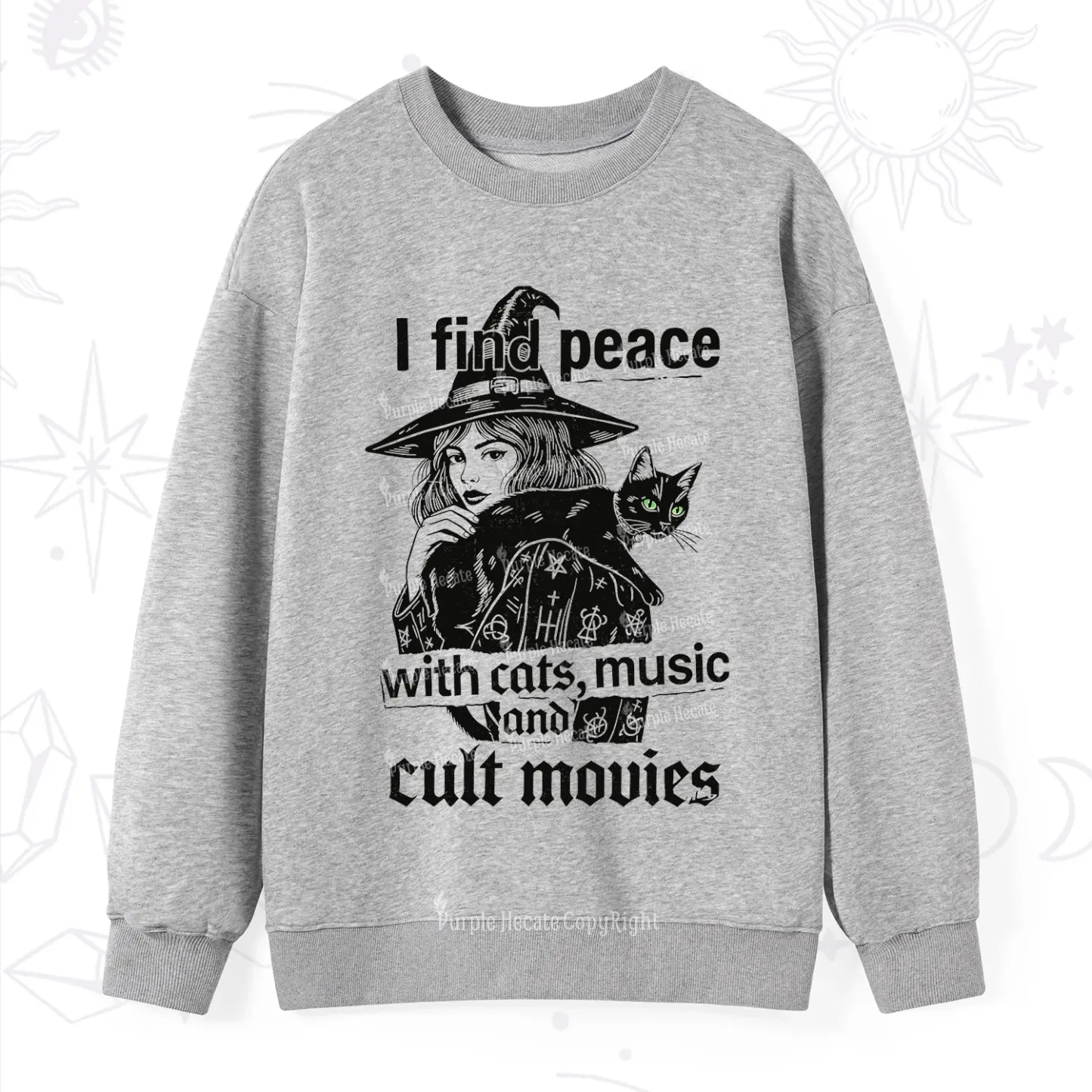 Purplehecate I Find Peace With Cats Music Cult Movies Sweatshirt