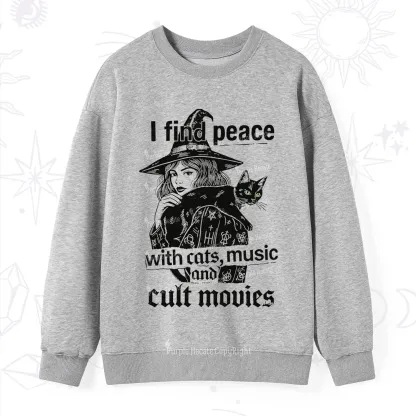 Purplehecate I Find Peace With Cats Music Cult Movies Sweatshirt