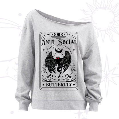 Purplehecate The Antisocial Butterfly Oracle Card Off The Shoulder Sweatshirt