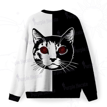 Purplehecate Hypnotic Cat Fuzzy Ugly Christmas Sweatshirt