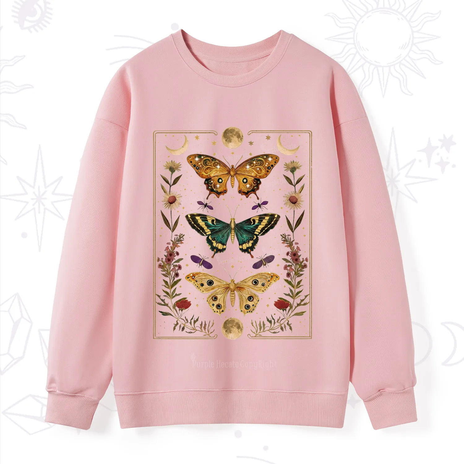 Purplehecate Sun and Moon Butterfly Sweatshirt