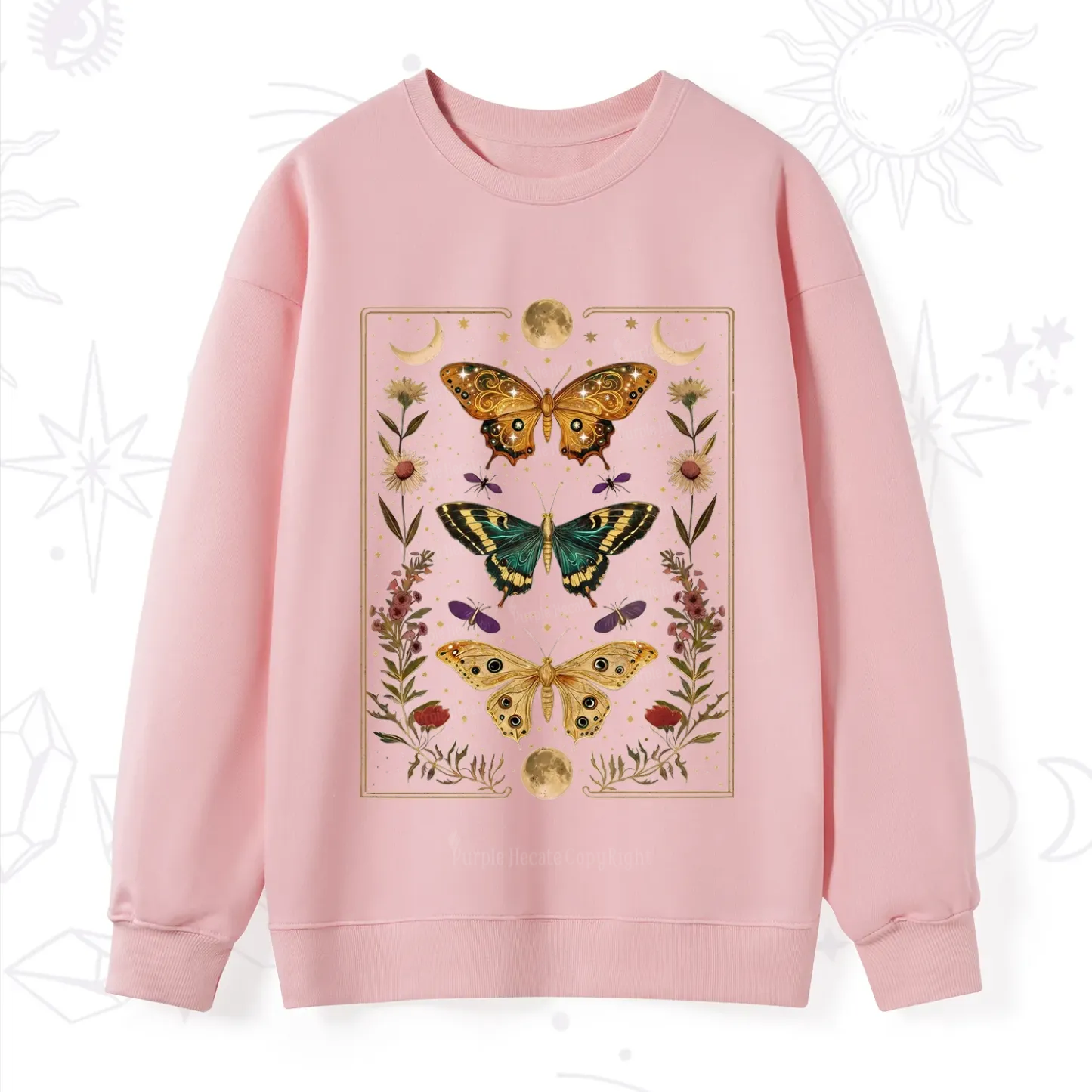 Purplehecate Sun and Moon Butterfly Sweatshirt