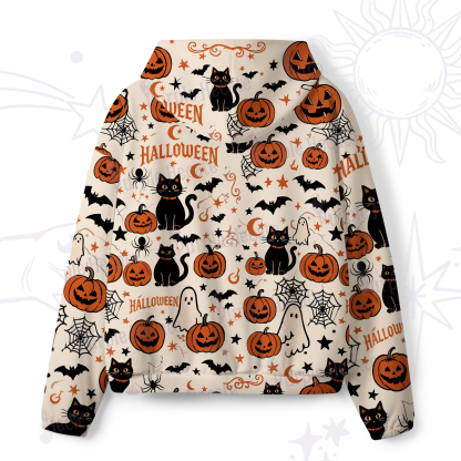 Purplehecate Halloween Ghost Black Cat All-Over Print Hoodie