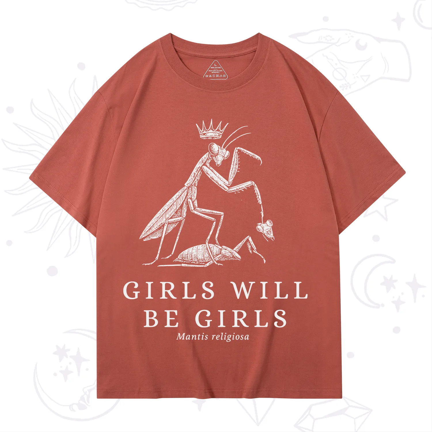 Purplehecate Girls Will Be Girls Funny Praying Mantis T-Shirt