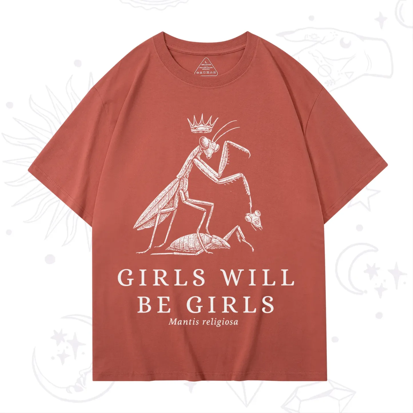 Purplehecate Girls Will Be Girls Funny Praying Mantis T-Shirt