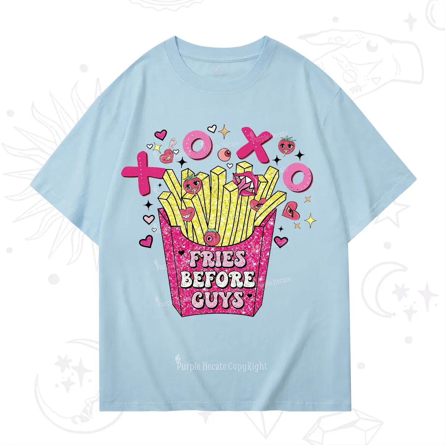 Purplehecate Fries Before Guys Valentine T-Shirt
