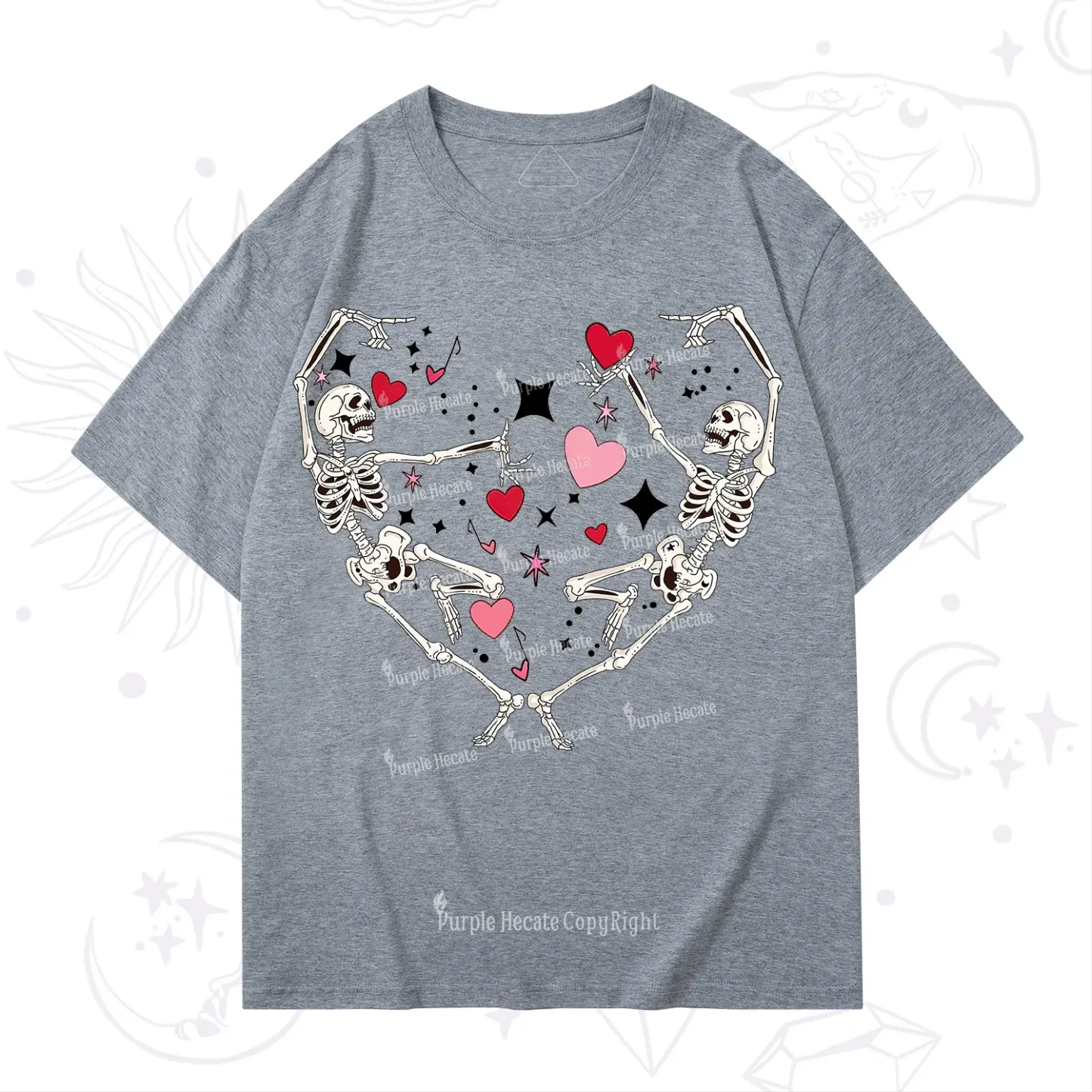 Purplehecate Skeleton Heart Lovers Valentine T-Shirt