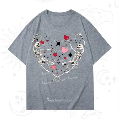 Purplehecate Skeleton Heart Lovers Valentine T-Shirt