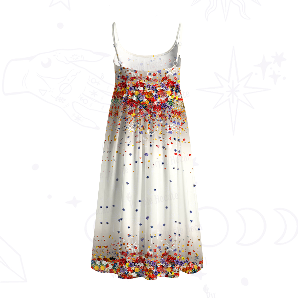 Purplehecate Spring Garden Spaghetti Strap Midi Dress