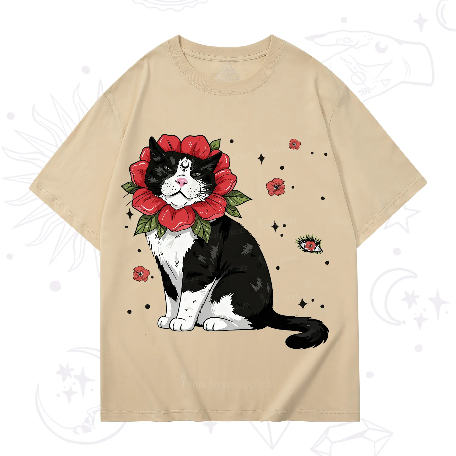 Purplehecate Cat in Flower Crown T-Shirt