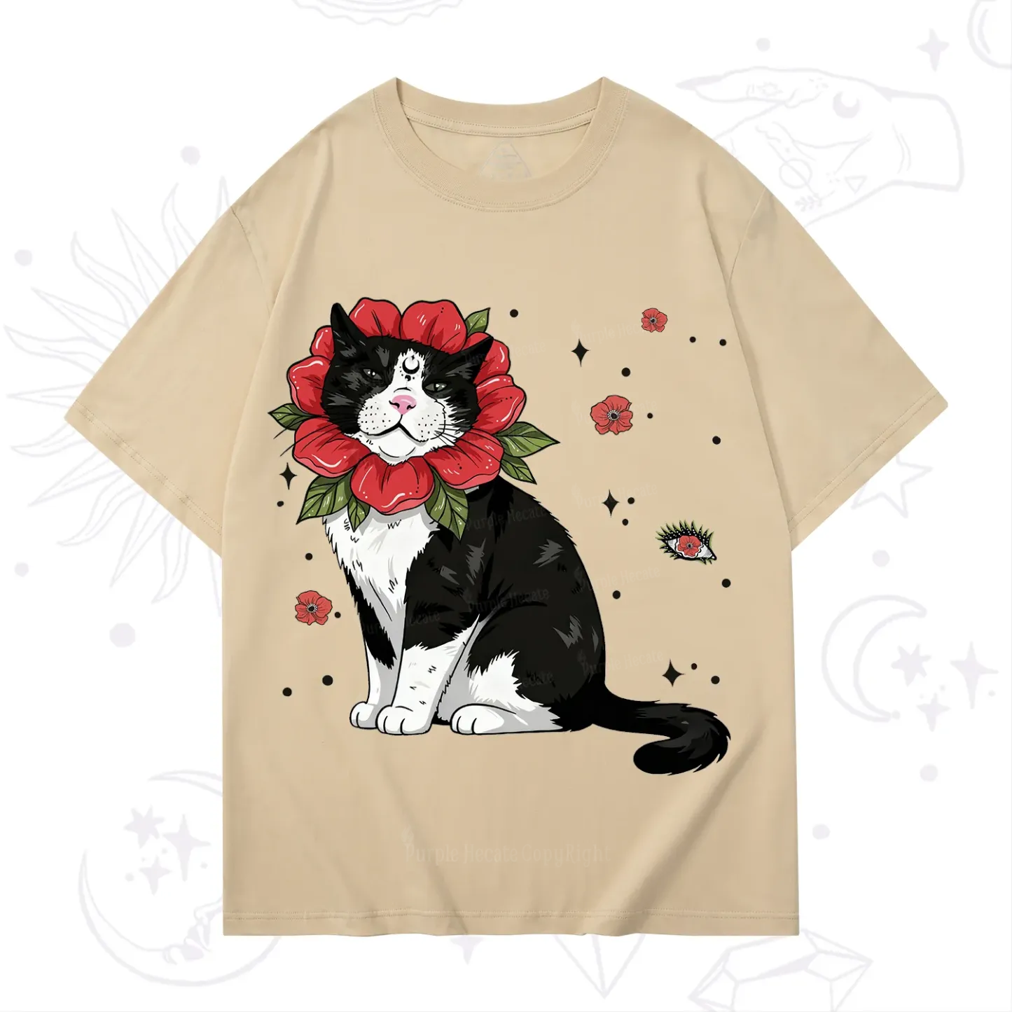 Purplehecate Cat in Flower Crown T-Shirt