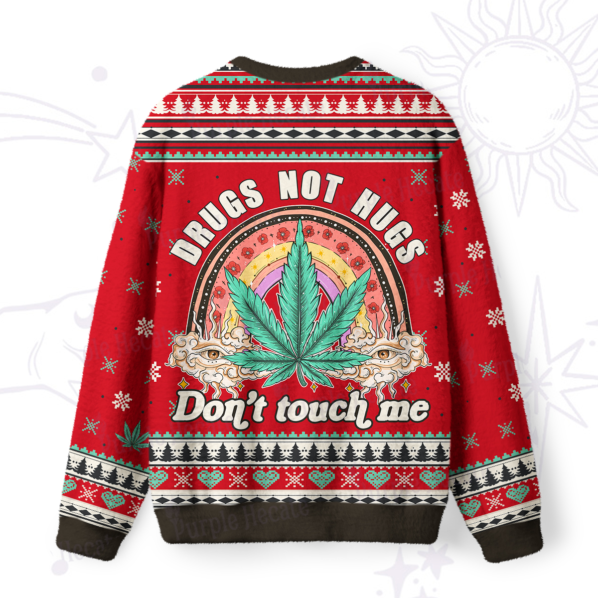 Purplehecate Drugs Not Hugs Ugly Christmas Sweatshirts