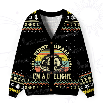 Purplehecate First Of All I'm A Delightful Opossum Ugly Cardigan Sweaters