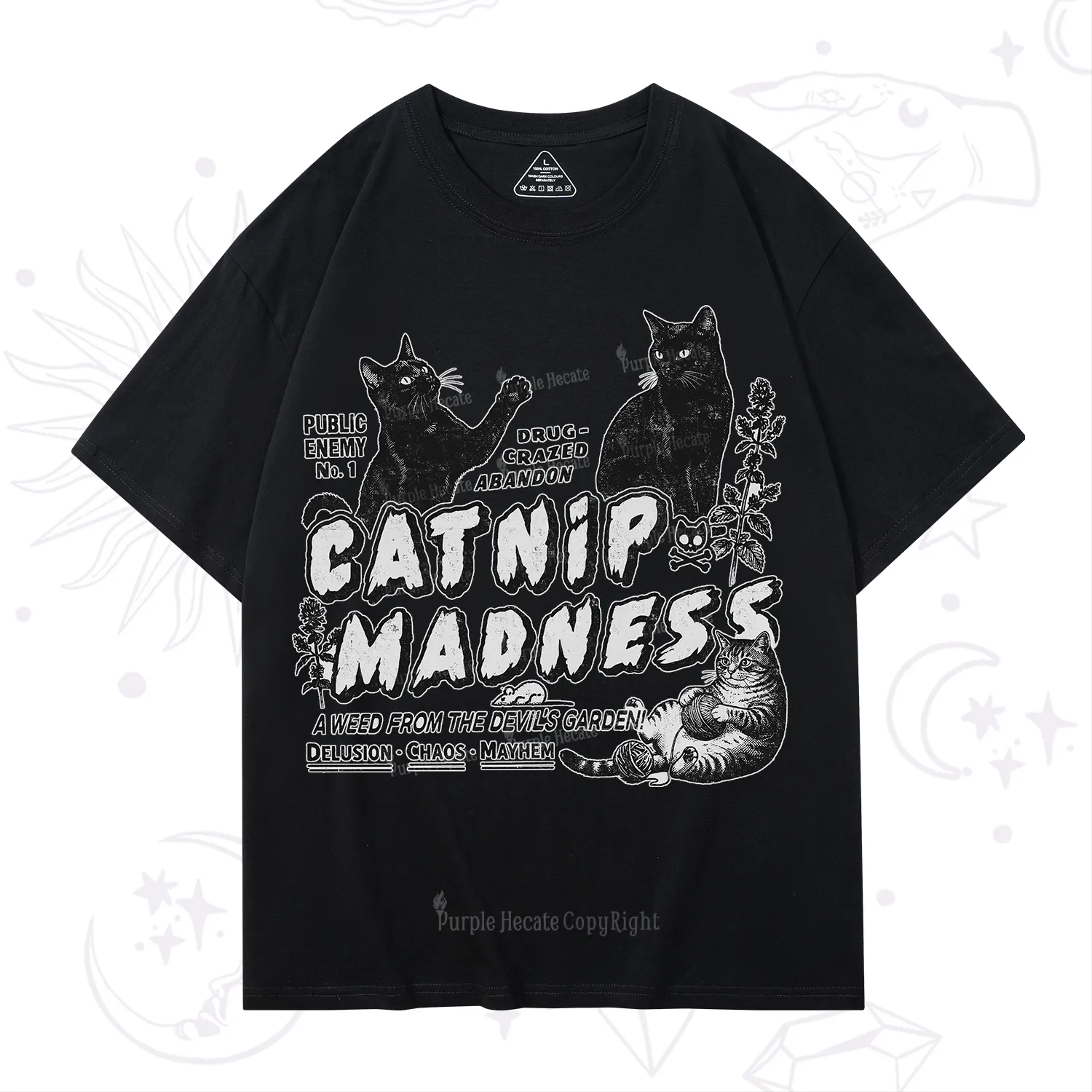 Purplehecate Catnip?Madness Cute?Cat T-Shirt