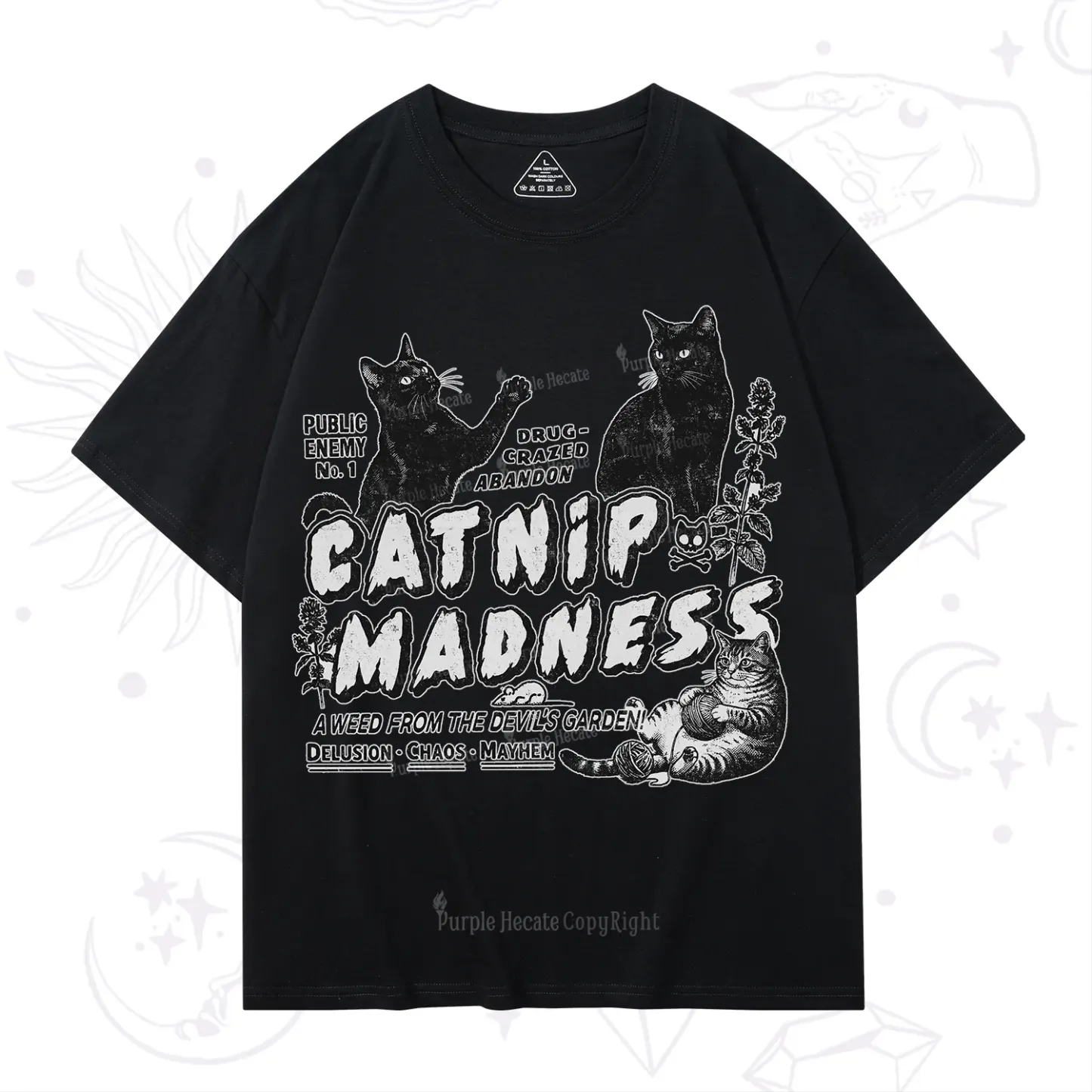 Purplehecate Catnip?Madness Cute?Cat T-Shirt
