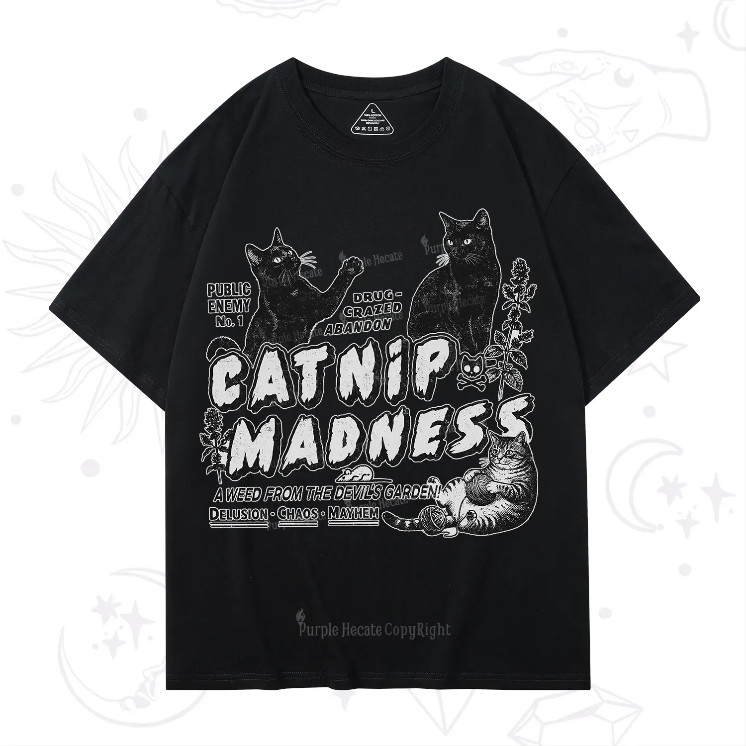 Purplehecate Catnip?Madness Cute?Cat T-Shirt