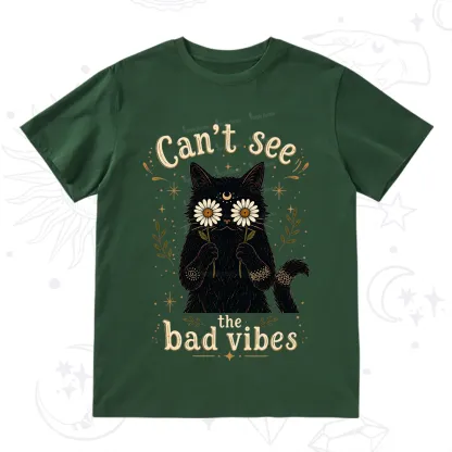 Purplehecate Can't See the Bad Vibes Black Cat T-Shirt