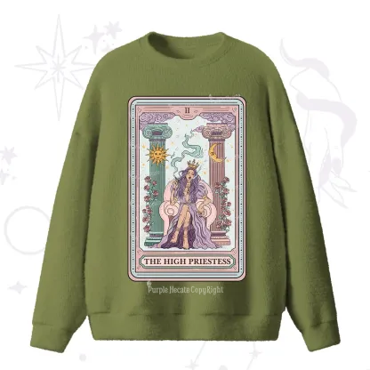 Purplehecate The High Priestess Tarot Card Fuzzy Ugly Sweater