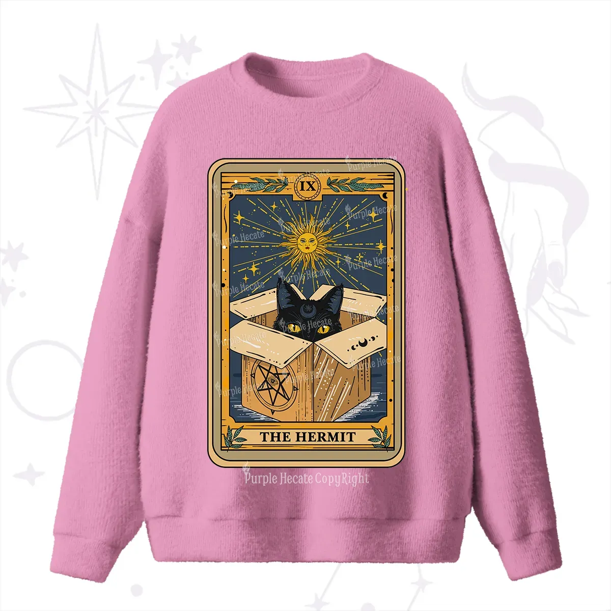 Purplehecate The Hermit Cat Tarot Card Fuzzy Ugly Sweater