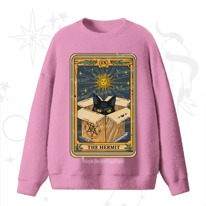 Purplehecate The Hermit Cat Tarot Card Fuzzy Ugly Sweater