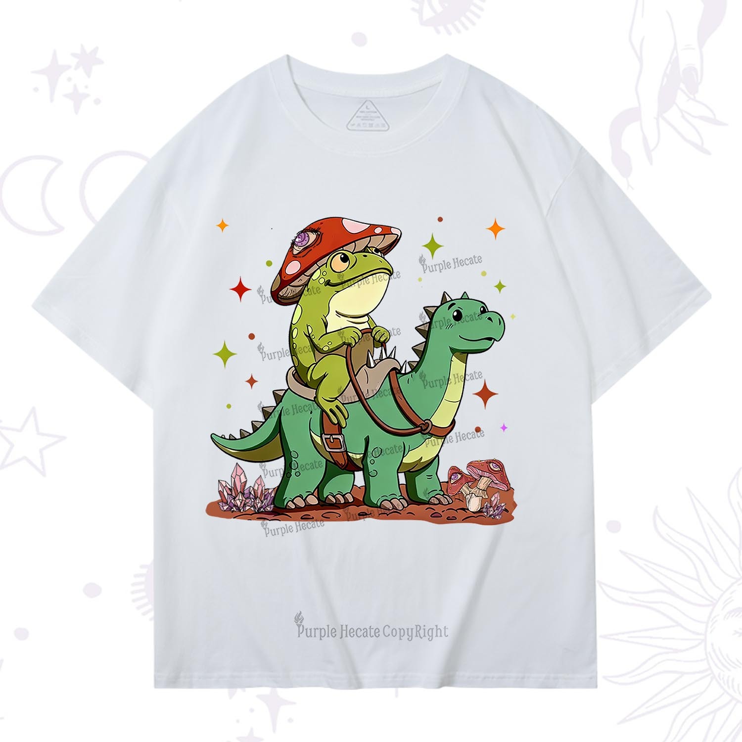 Purplehecate Frog Riding a Dinosaur T-Shirt
