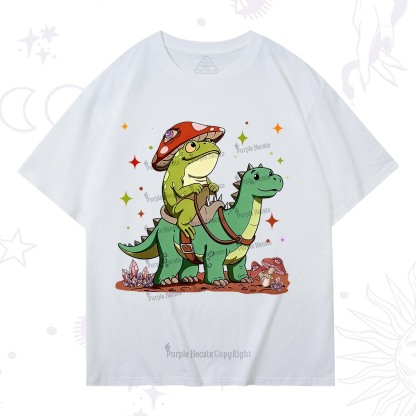 Purplehecate Frog Riding a Dinosaur T-Shirt