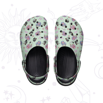 Purplehecate Magical Cat Skeleton Mom Rubber Clogs