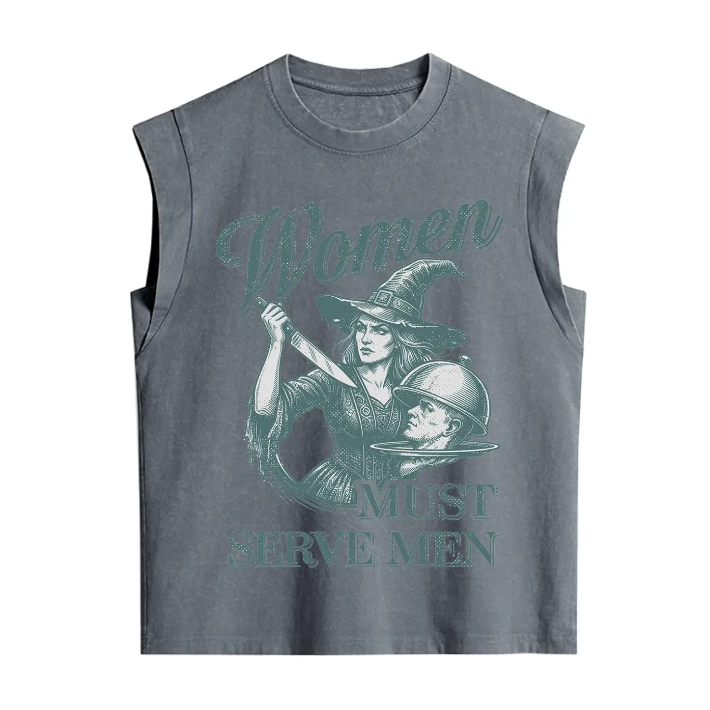 Purplehecate Women Must Serve Men Vintage Washed Tank