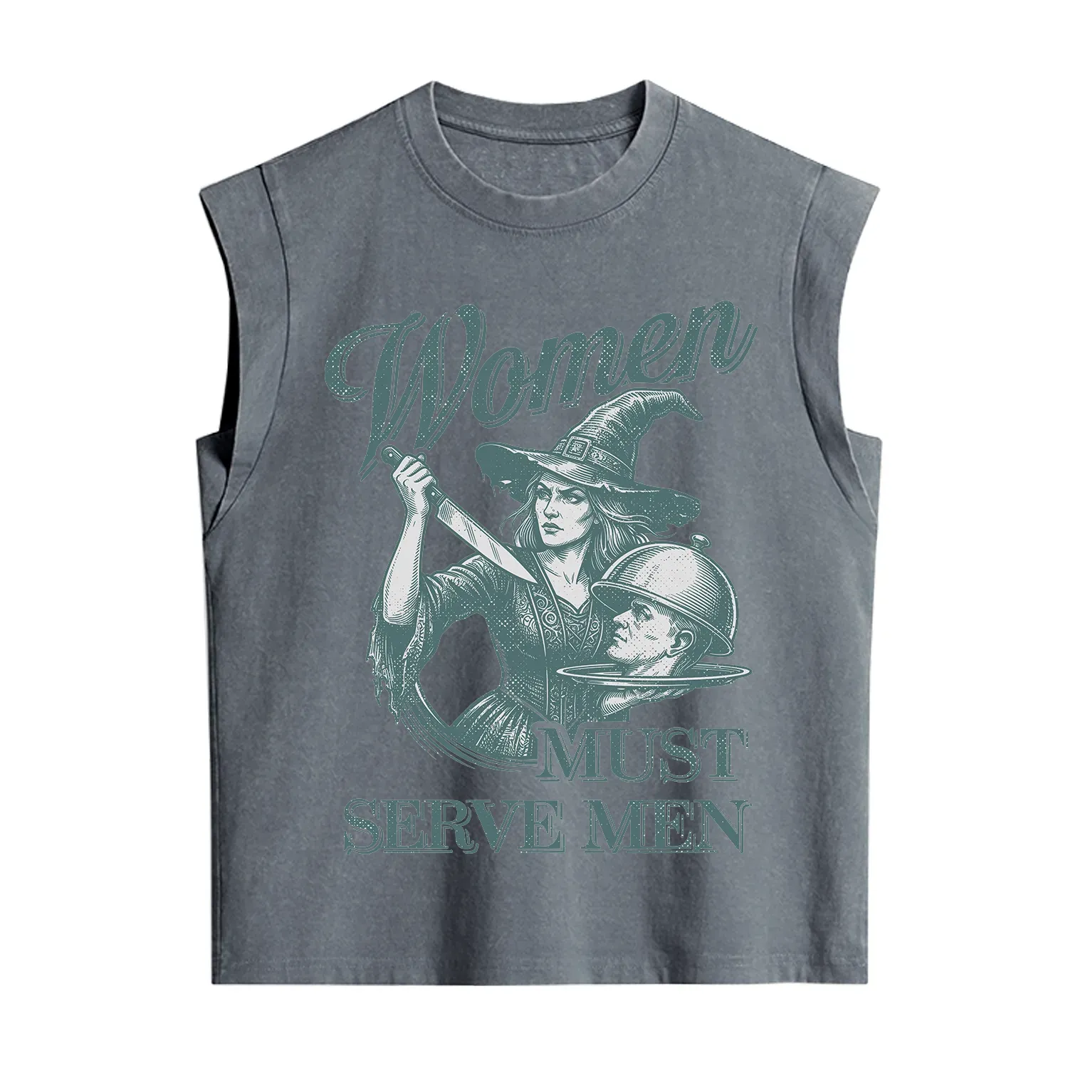 Purplehecate Women Must Serve Men Vintage Washed Tank