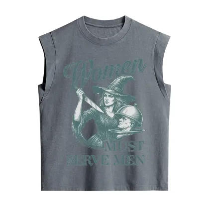 Purplehecate Women Must Serve Men Vintage Washed Tank