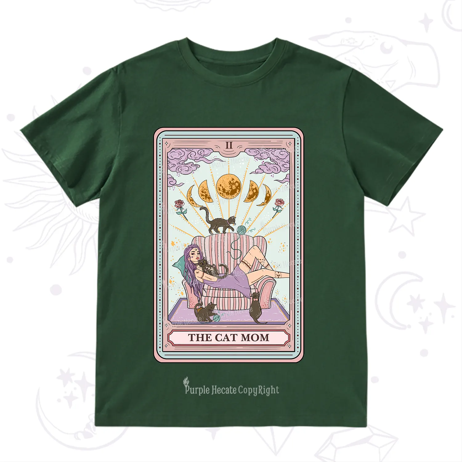 Purplehecate The Cat Mom Tarot T-Shirt